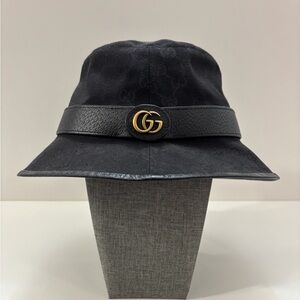 Gucci Black Hat with Gold GG Emblem
